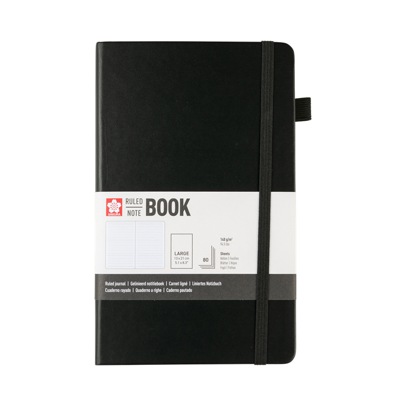 Linjerad Anteckningsbok 13x21 cm Black