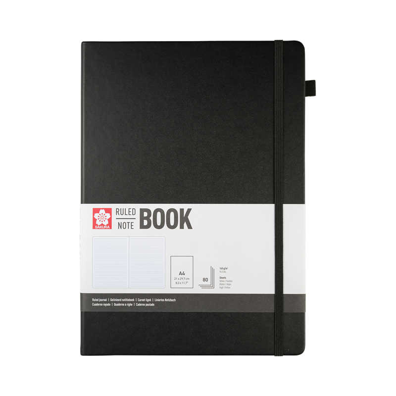 Linjerad Anteckningsbok 21x29.7 cm Black