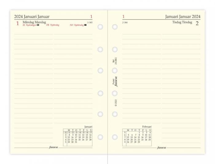 Dagbok Pocket 2024 Dag Per Sida Svensk/Dansk/Nors