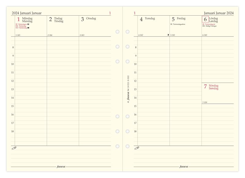 Dagbok A5 2024 Vecka Per Uppslag Vertikal Svensk/Dansk/Norsk