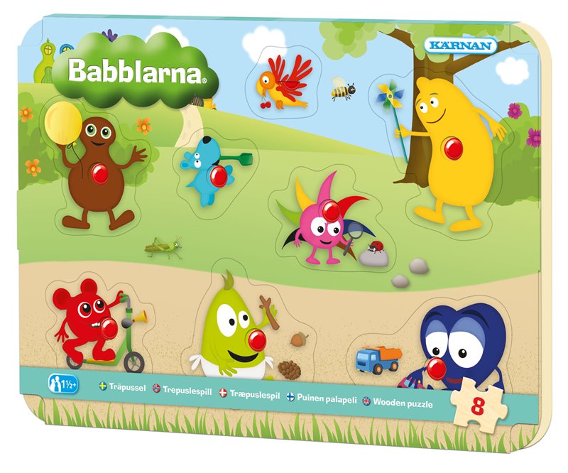 Knoppussel av trä 8 bitar Babblarna