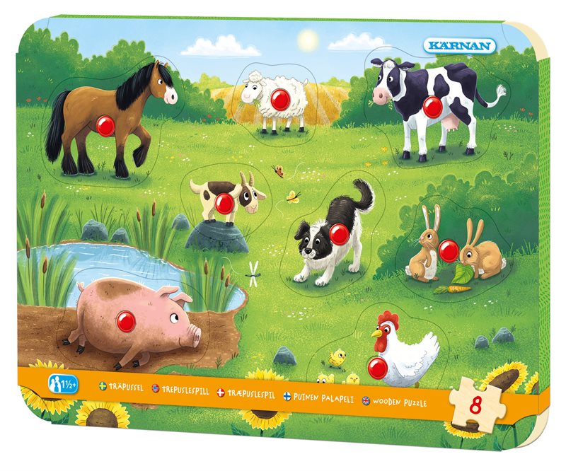 Knoppussel av trä 8 bitar på bondgården