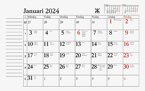 Kalender 2024 Månadsblock 243x153 mm FSC