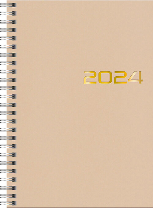 Kalender 2024 Dagbok Beige Wire-O FSC