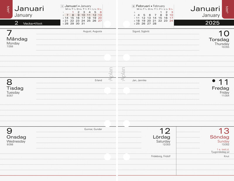 Systemkalender Mini Classic refill Almanacksförlaget