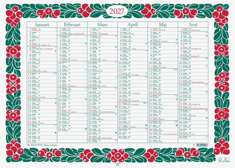 Väggkalender - Stora Lingon FSC