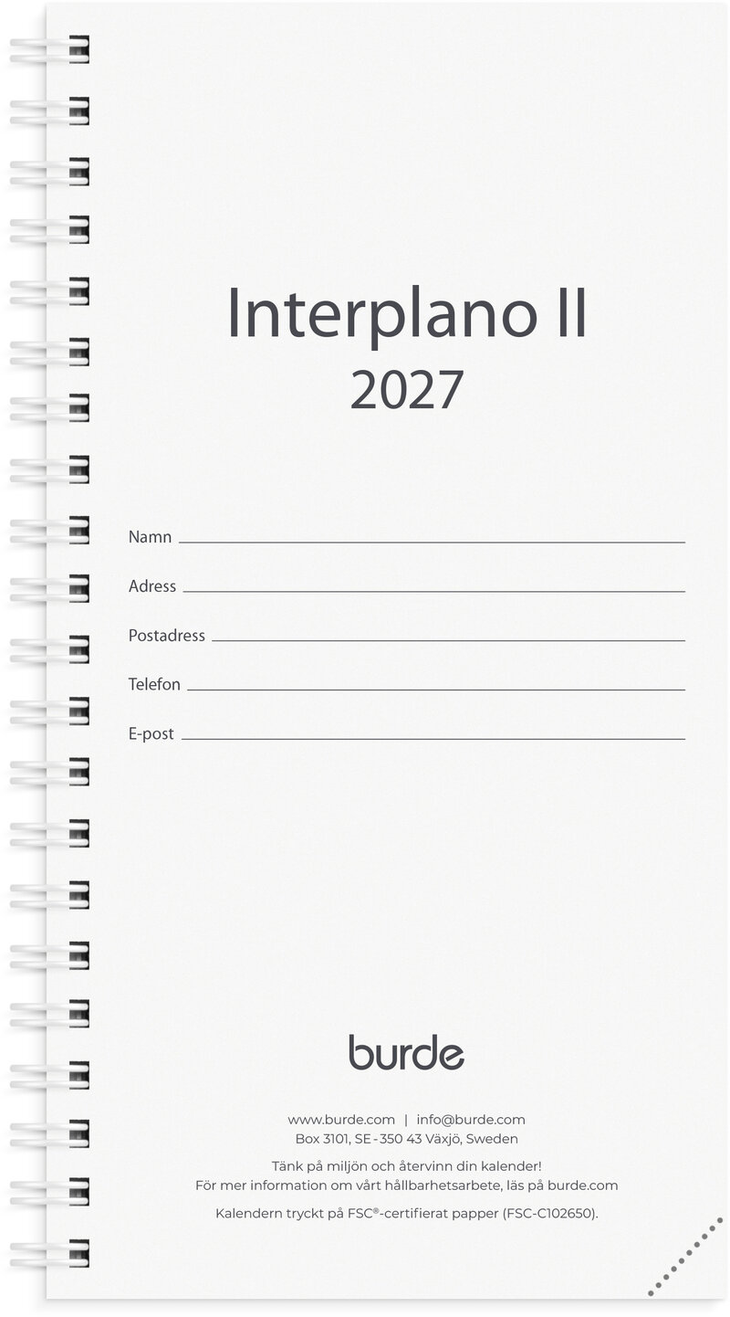 Kalender 2027 Interplano II refill