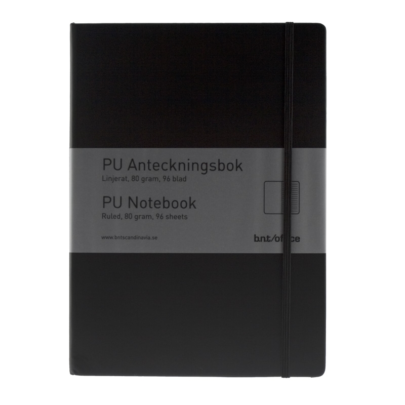 PU Notebook A5 linjerad, Svart