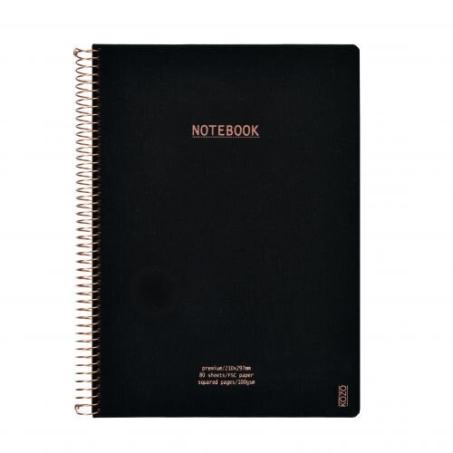 KOZO Anteckningsbok A4 Premium Black Rutad