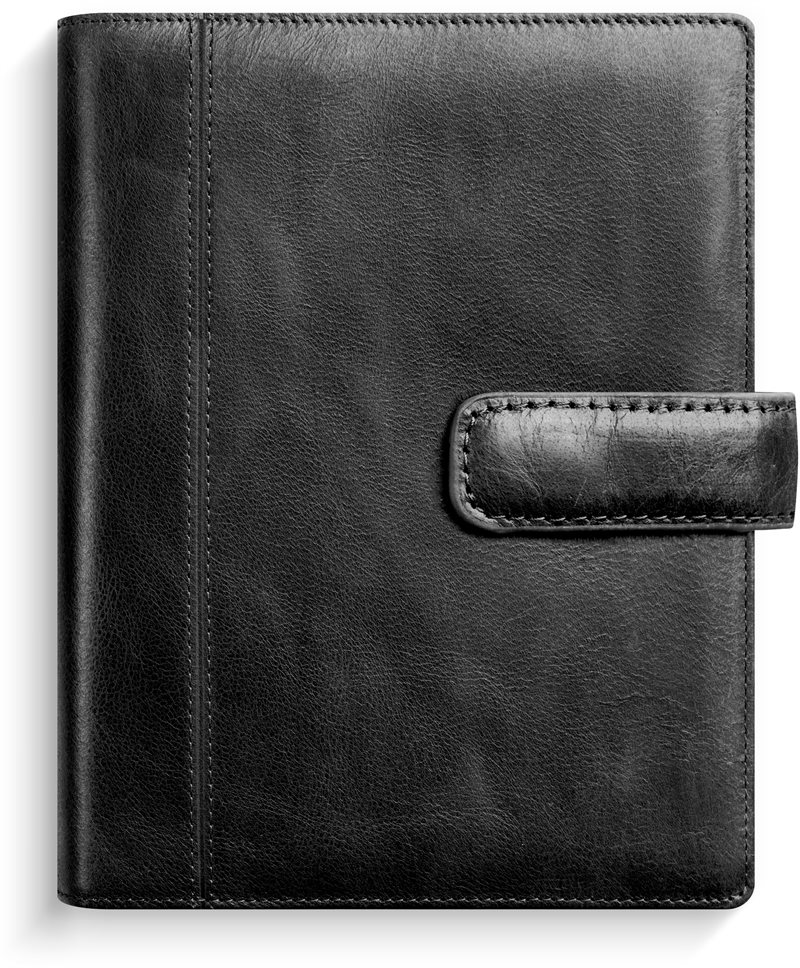 Kalender 2026 Mini Systemkal svart skinn