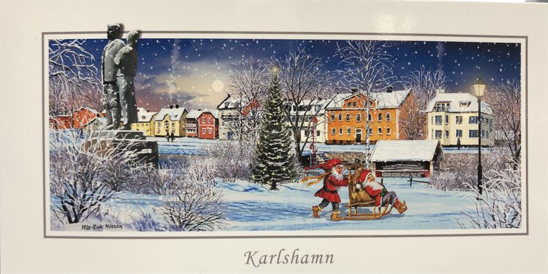 Julkort dubbelt panorama, Näsviken i Karlshamn