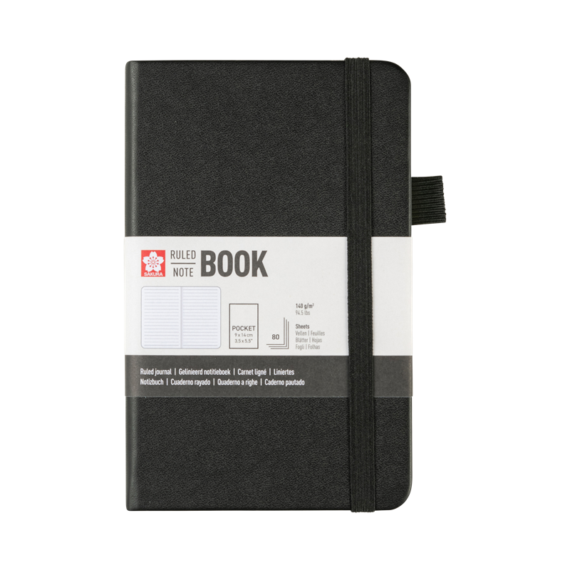 Linjerad Anteckningsbok 9x14 cm Black