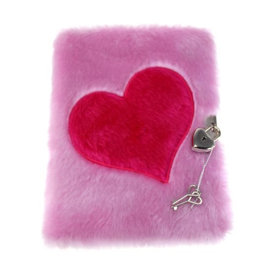 Dagbok med lås hjärta rosa