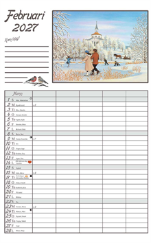 Väggkalender Sverigealmanackan 2027 Familj 25x42cm