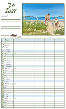 Väggkalender Sverigealmanackan 2027 Familj 25x42cm